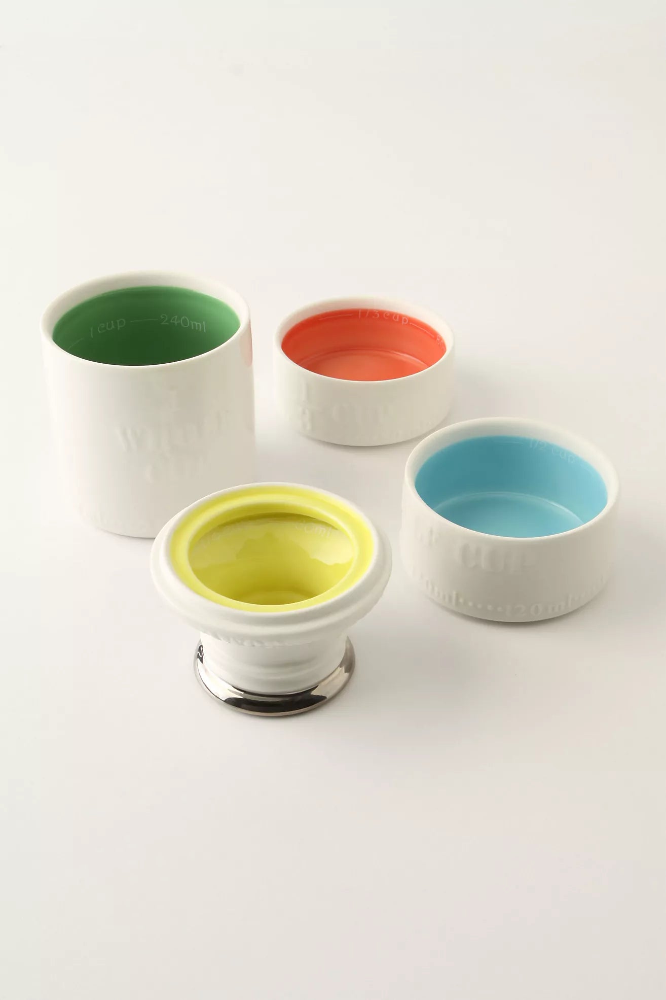 Milk Bottle Measuring Cups – 2011 Anthropologie New Bone China, Stacking Set of 4