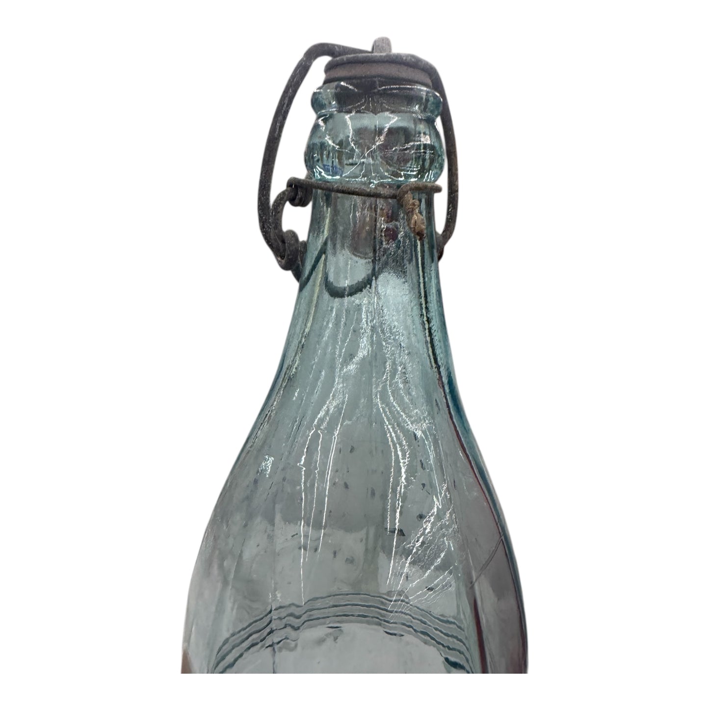 Vintage Aqua Cathedral 12-Sided Soda Water Bottle with Swing-Top Closure | Late 1800s–Early 1900s