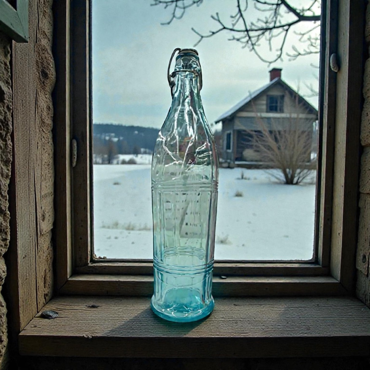 Vintage Aqua Cathedral 12-Sided Soda Water Bottle with Swing-Top Closure | Late 1800s–Early 1900s