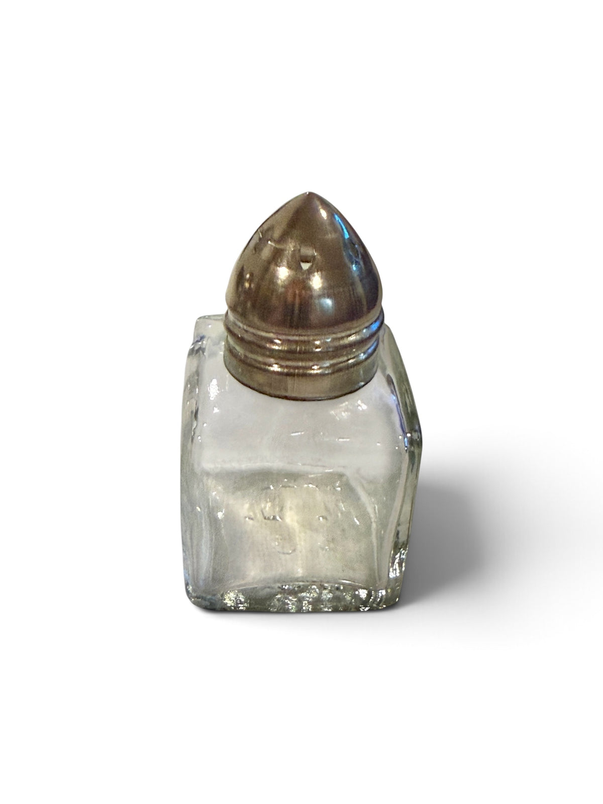Miniature Vintage Square Glass Salt & Pepper Shakers with Chrome Bullet Tops – R.O.C. Taiwan - 2”