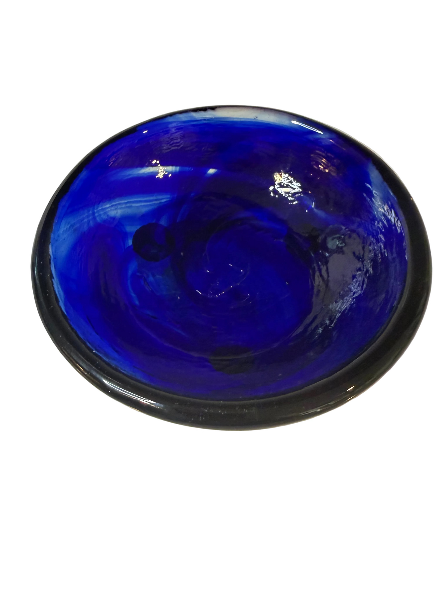 Cobalt Blue Recycled Glass Molcajete-Style Bowl with Three Legs
