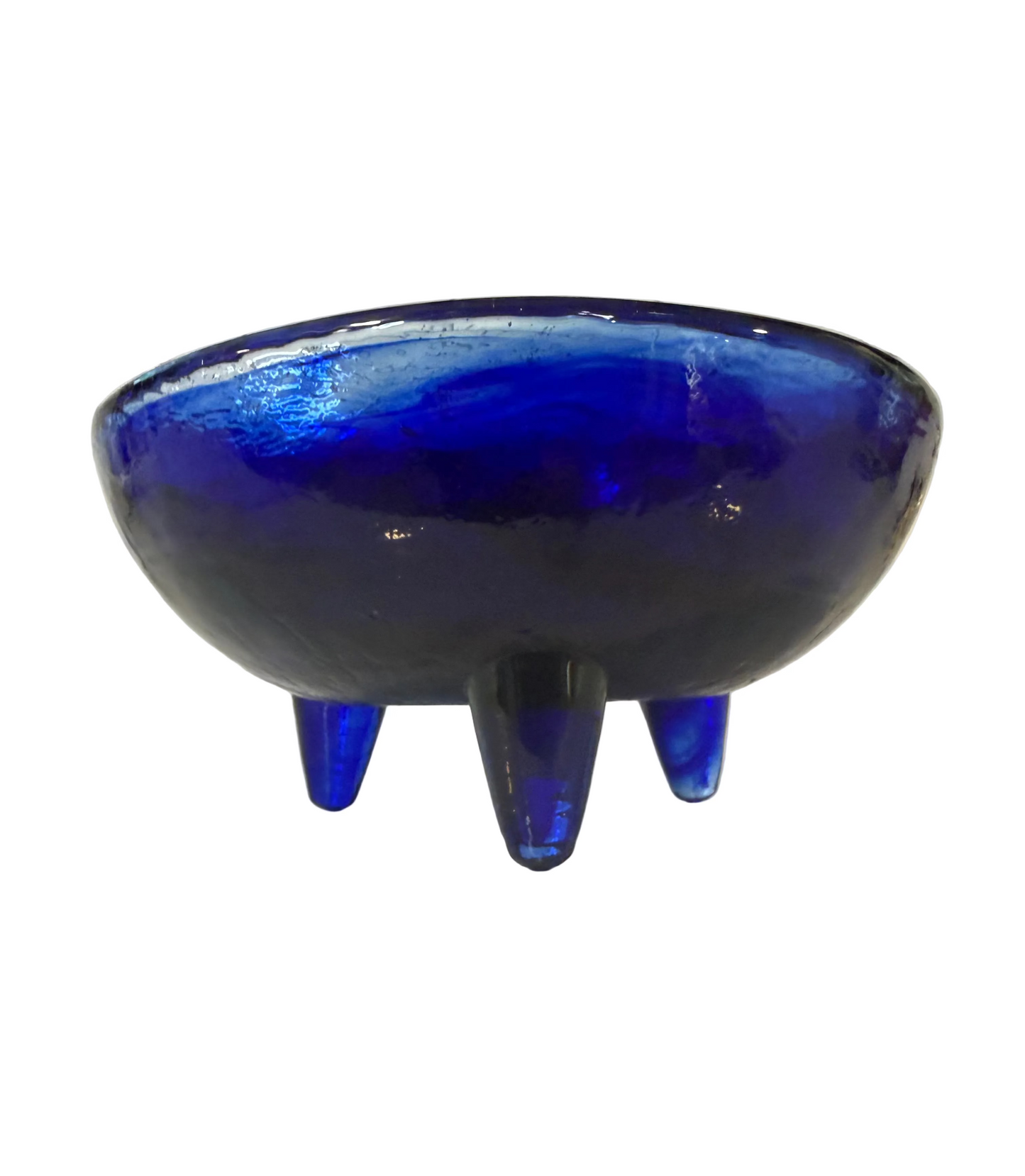 Cobalt Blue Recycled Glass Molcajete-Style Bowl with Three Legs