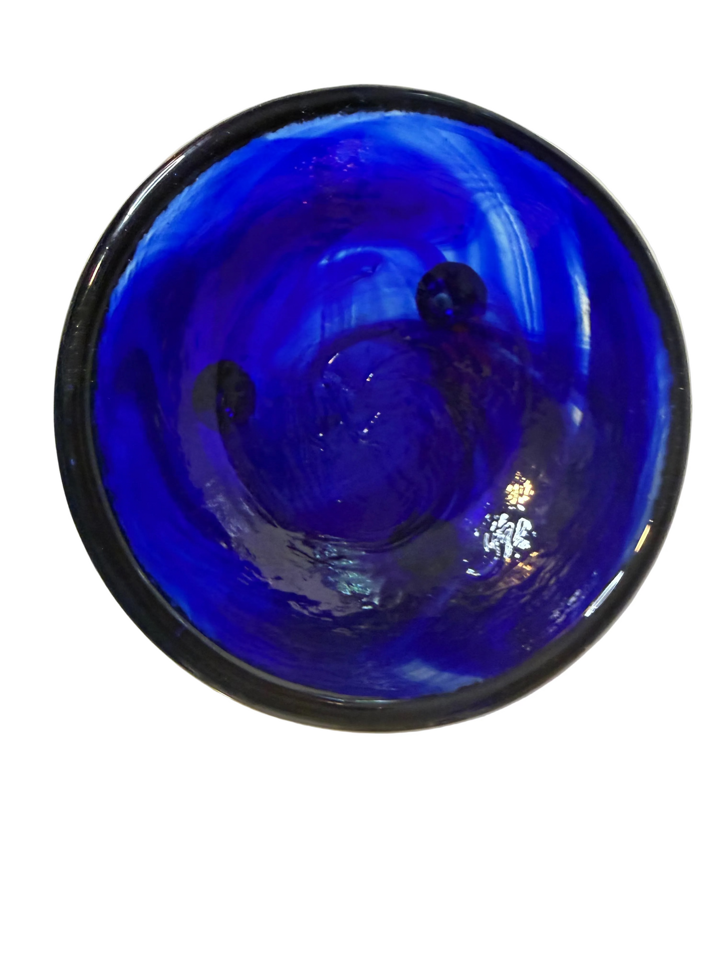 Cobalt Blue Recycled Glass Molcajete-Style Bowl with Three Legs