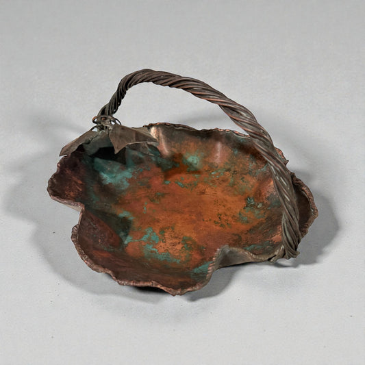 Solid Copper Basket — Heavy, Non-Magnetic, Naturally Patinated