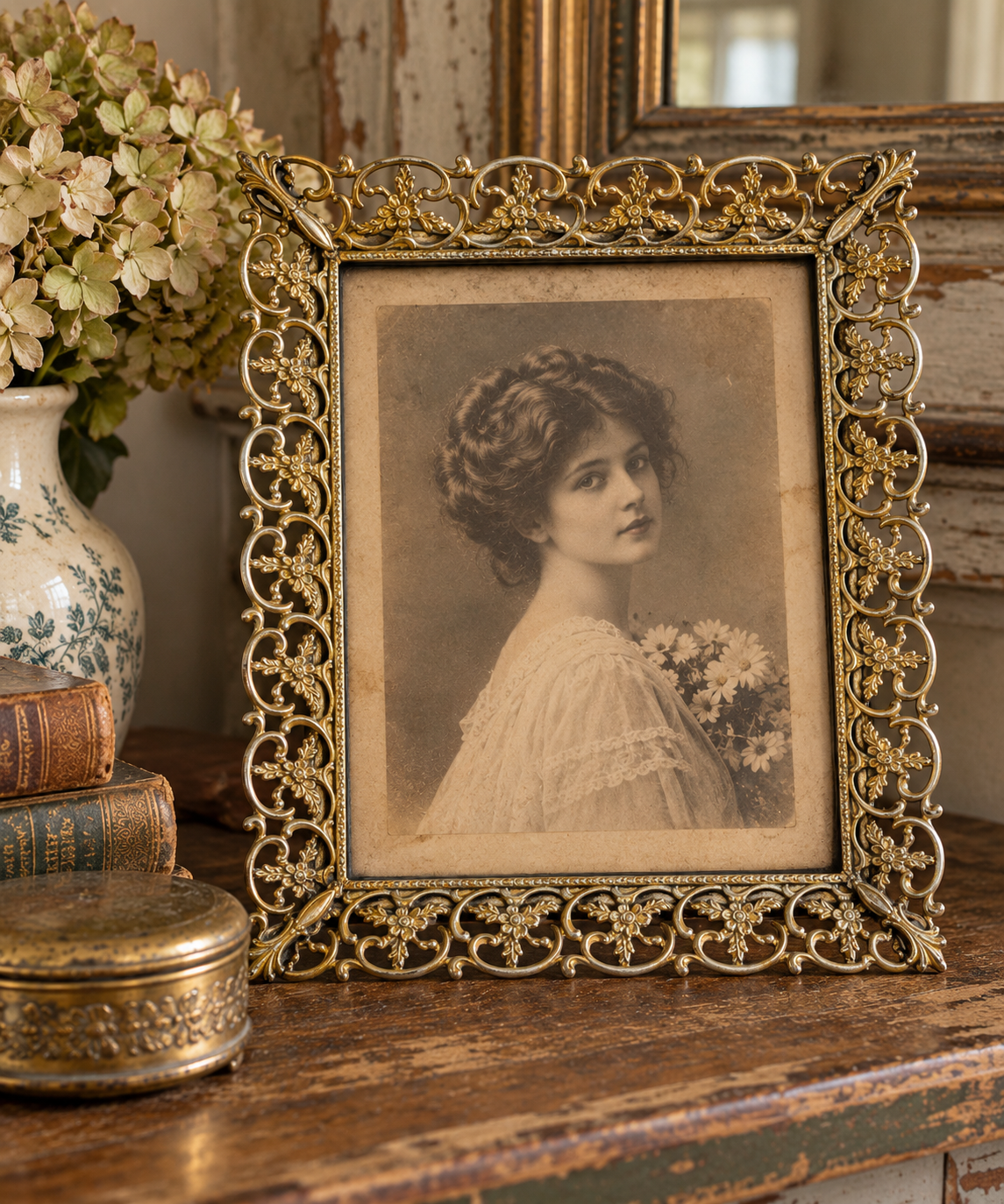 Gold Filigree Vintage 8x10 Picture Frame – Hollywood Regency Ornate Easel Back