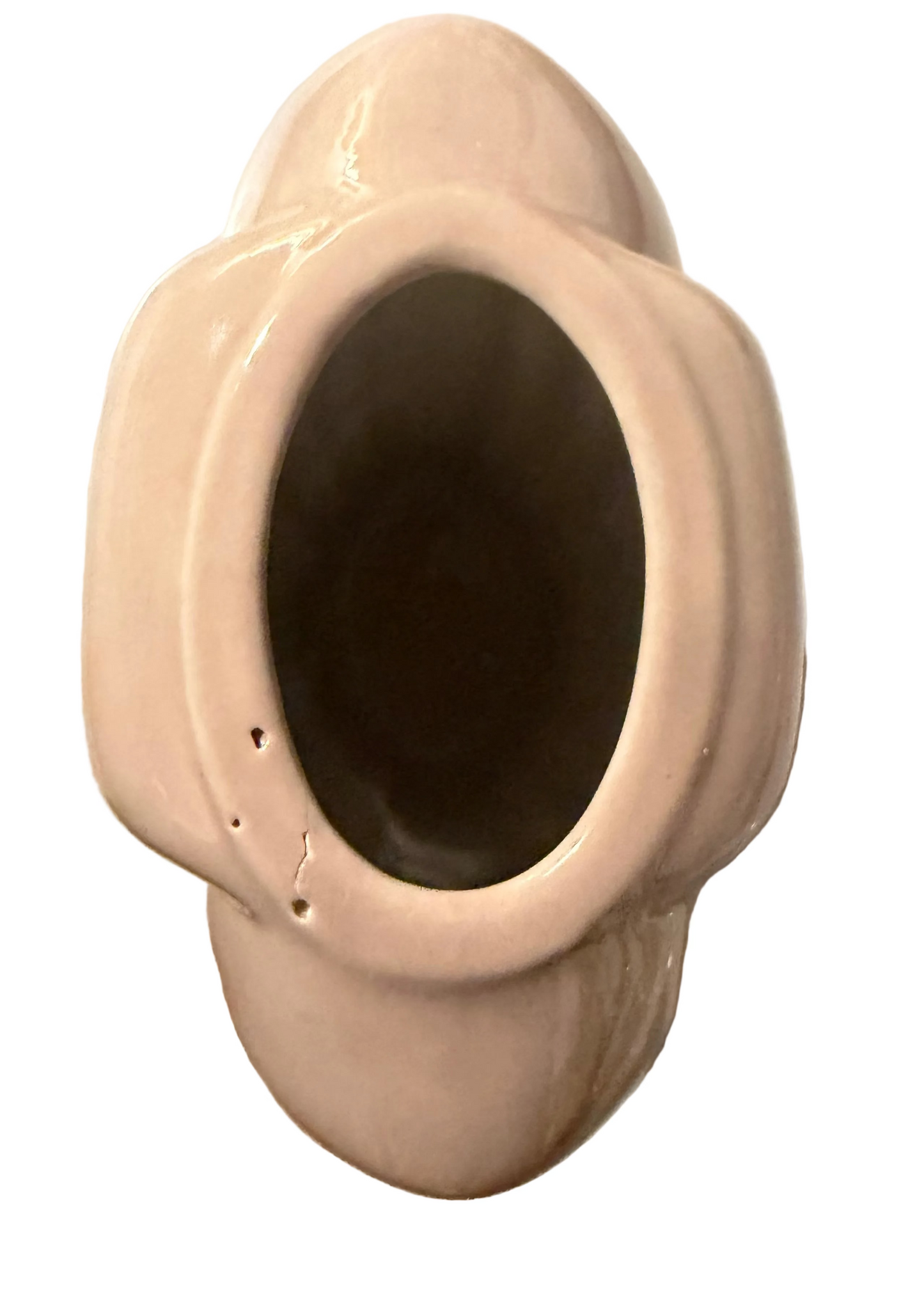 Vintage Art Deco Pleated Ceramic Vase | Peach Beige Glaze