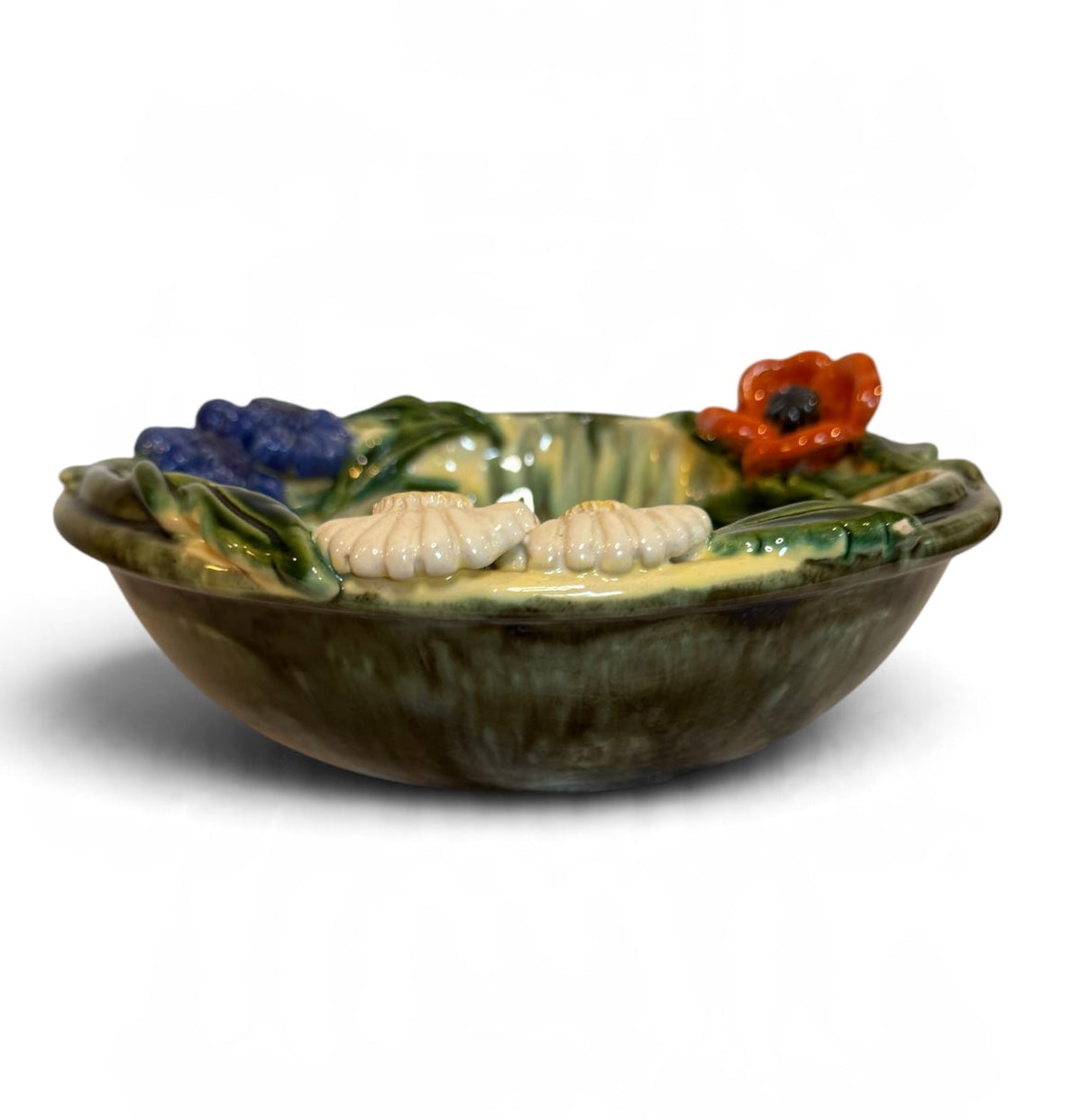 St. Peter Graz Austrian Majolica Vintage Floral Bowl – Hand-Painted Drip Glaze
