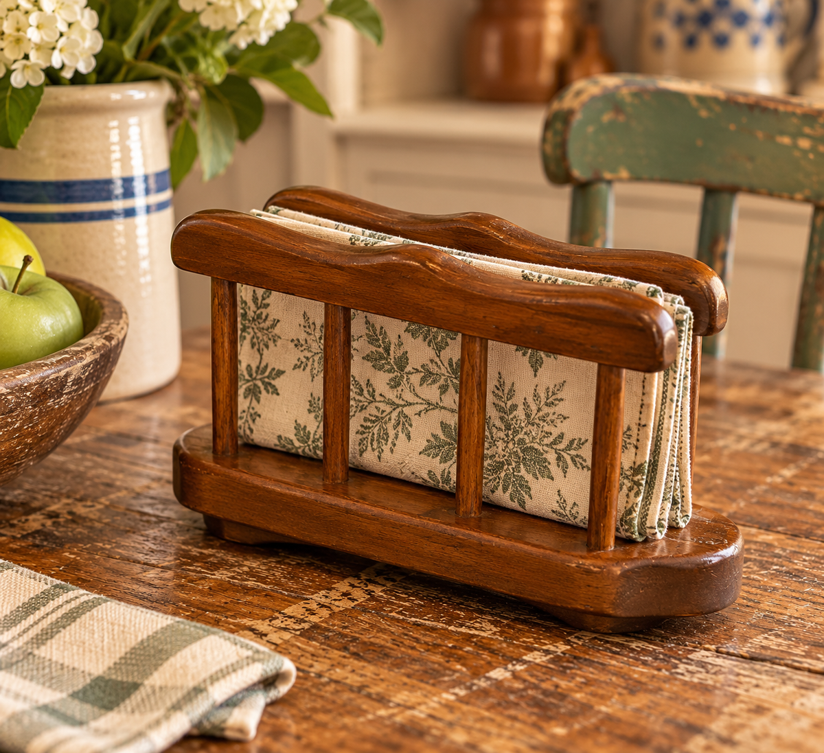 Goodwood Wooden Spindle Napkin & Letter Holder – Vintage Mid Century Organizer
