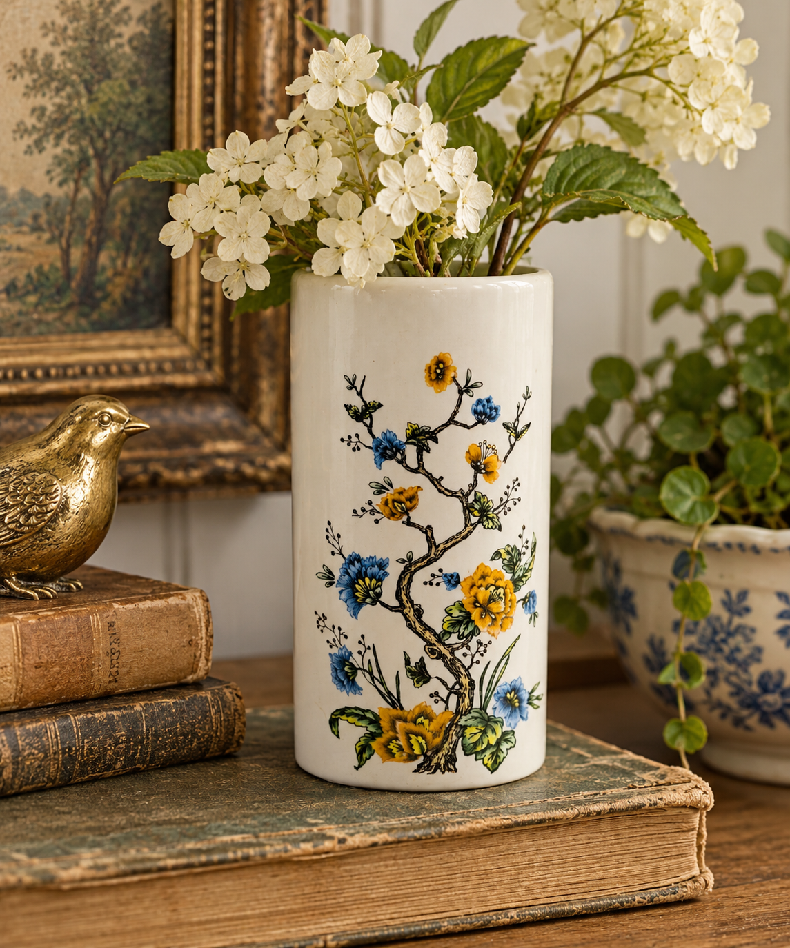 McCoy Pottery #677 Floral Vase – White Ceramic Art Pottery