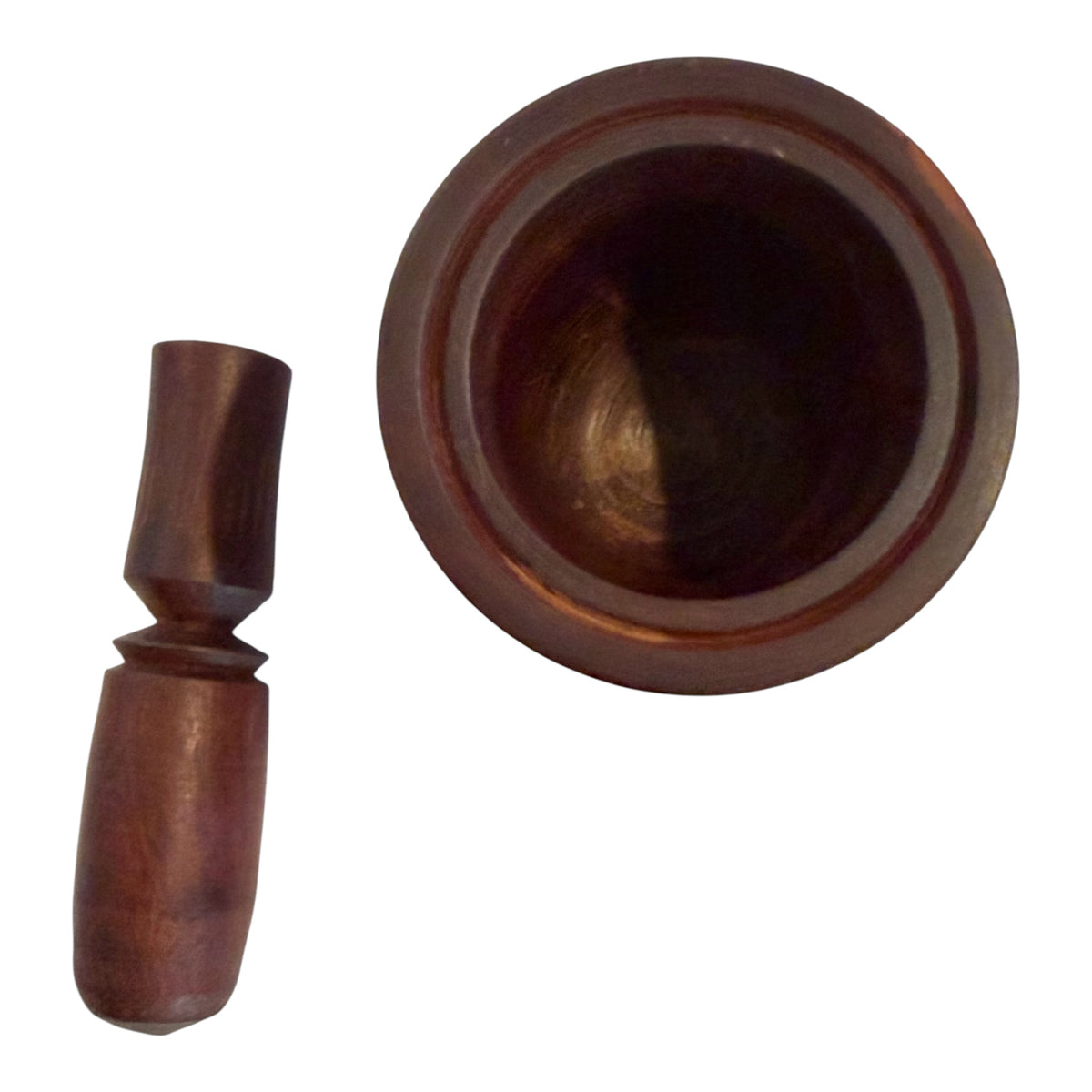 Mid-Century Heavy Solid Turned Wood Mortar & Pestle – Pedestal Base