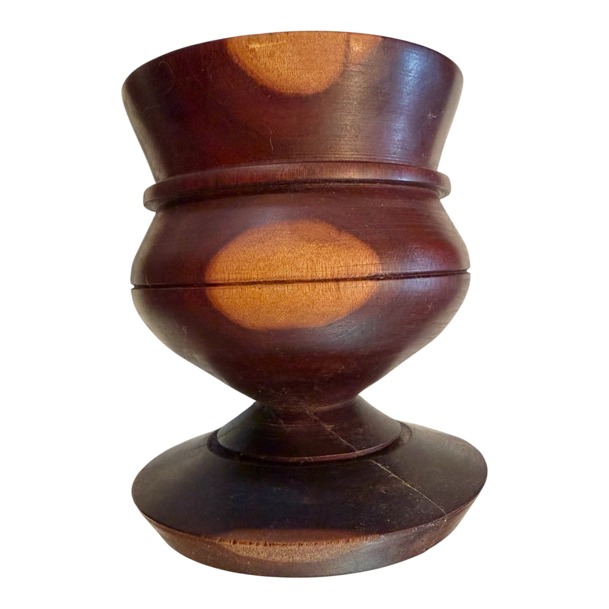 Mid-Century Heavy Solid Turned Wood Mortar & Pestle – Pedestal Base