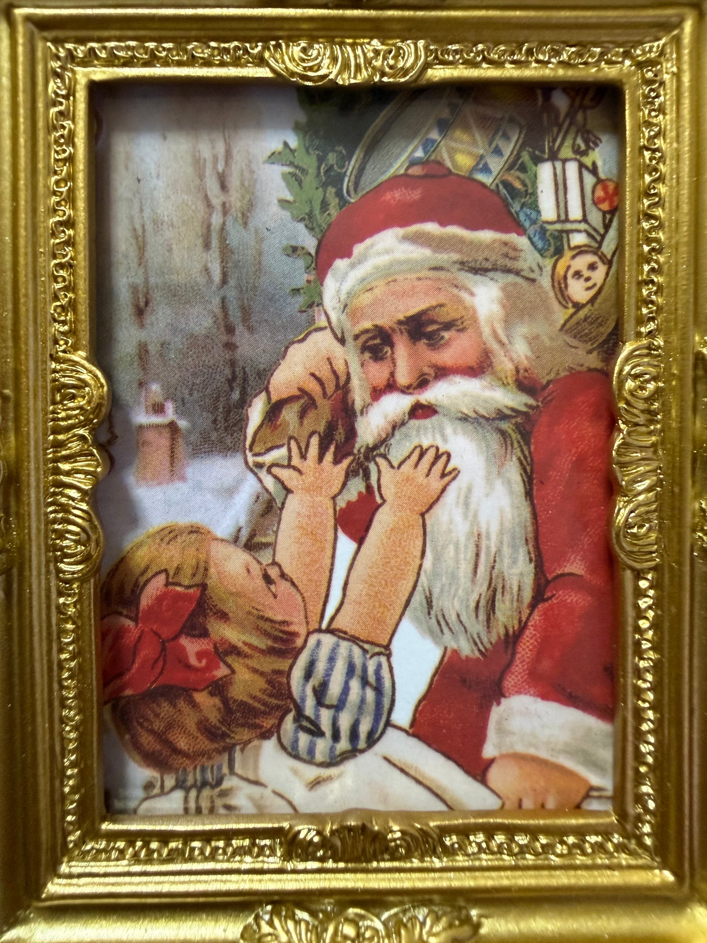 Victorian Style Christmas Santa & Child Framed Art – Flea & Frame Creation
