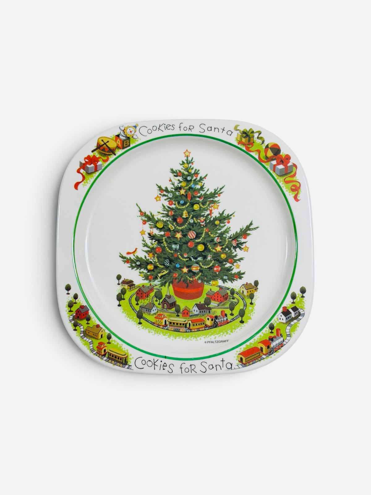 Pfaltzgraff Christmas Heritage Cookies for Santa Square Holiday Plate – 8”