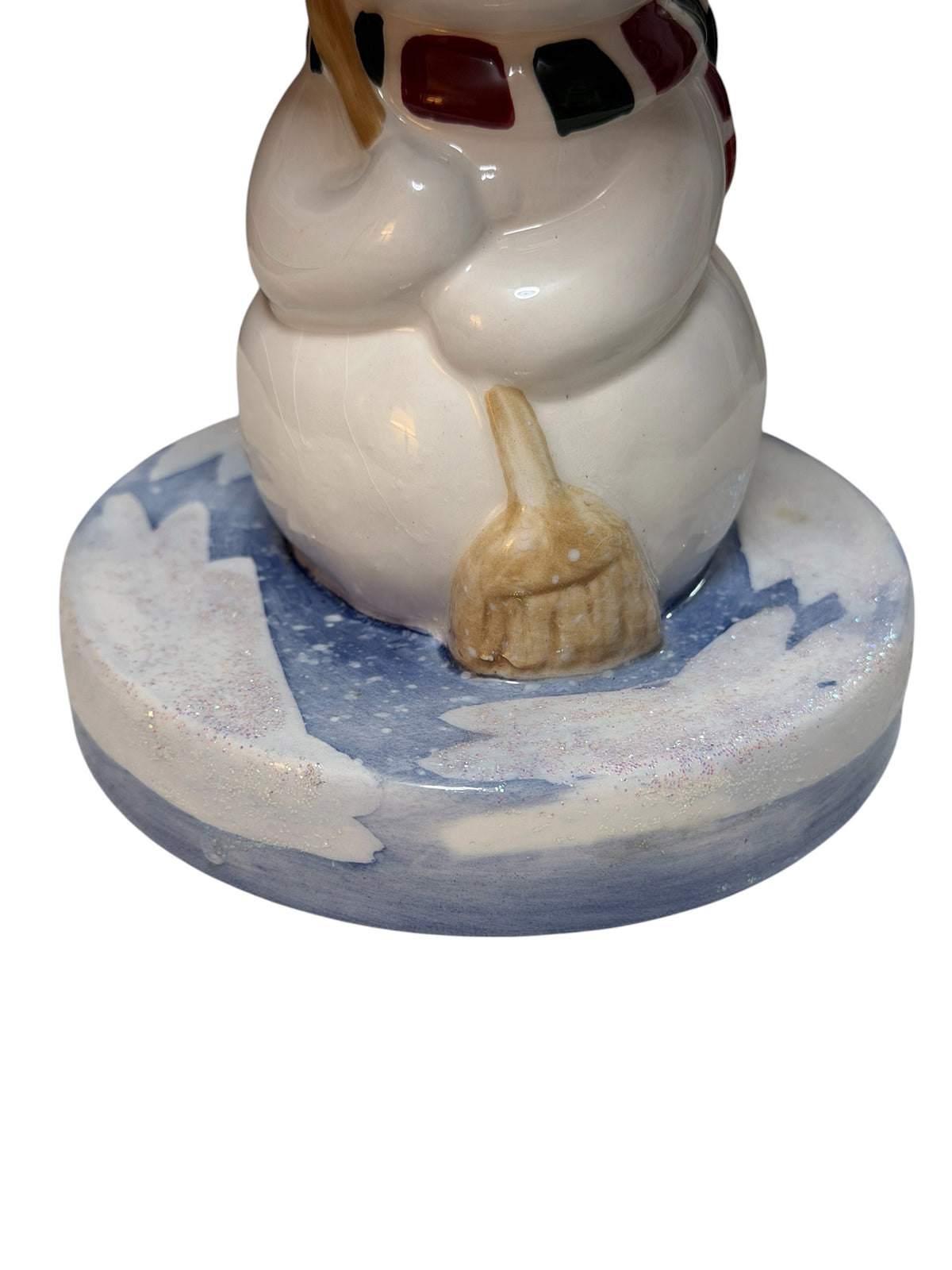 Home Interiors Vintage Ceramic Snowman Candle Holder Lamp – Winter Scene – 10”