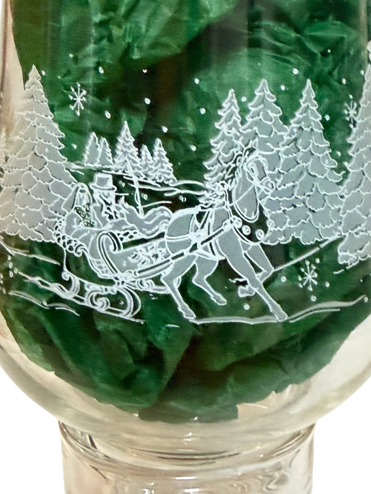 1996 Avon President’s Club Luminarc Glass Hurricane Candle Holder – Through the Woods