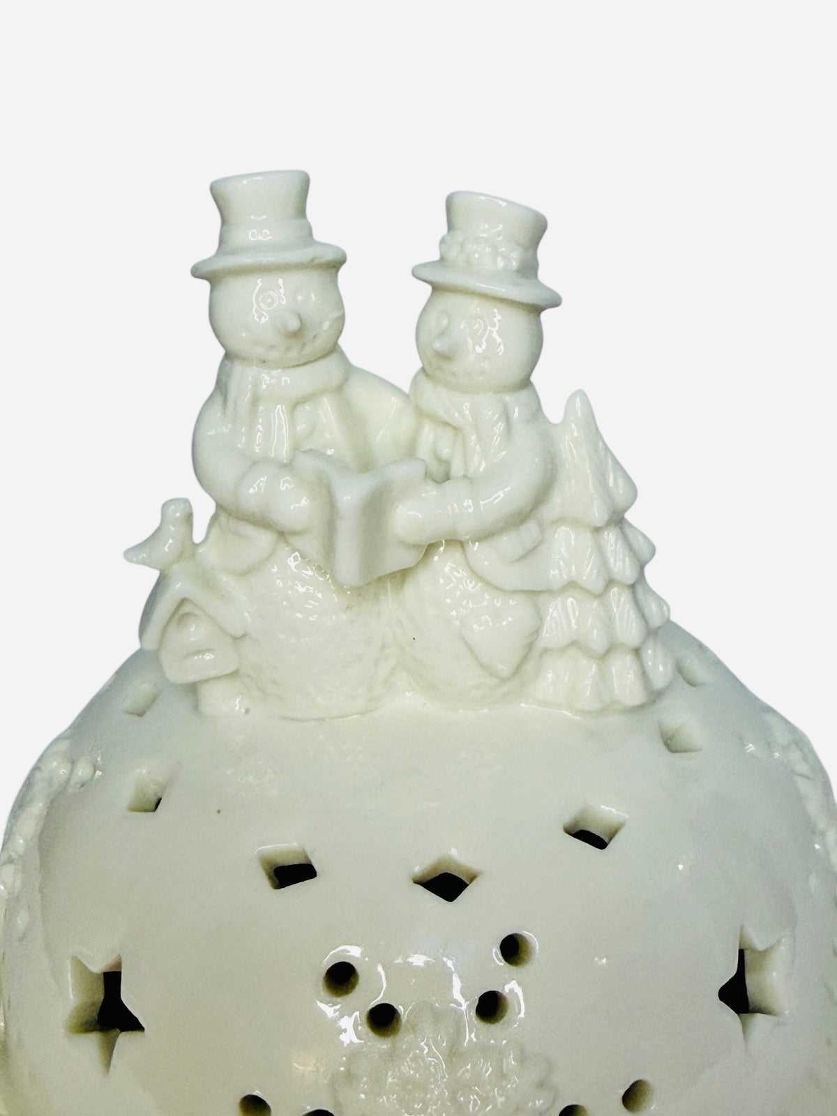 Cracker Barrel Vintage Porcelain Snowman Fairy Lamp | Christmas Tea Light Holder with Original Box