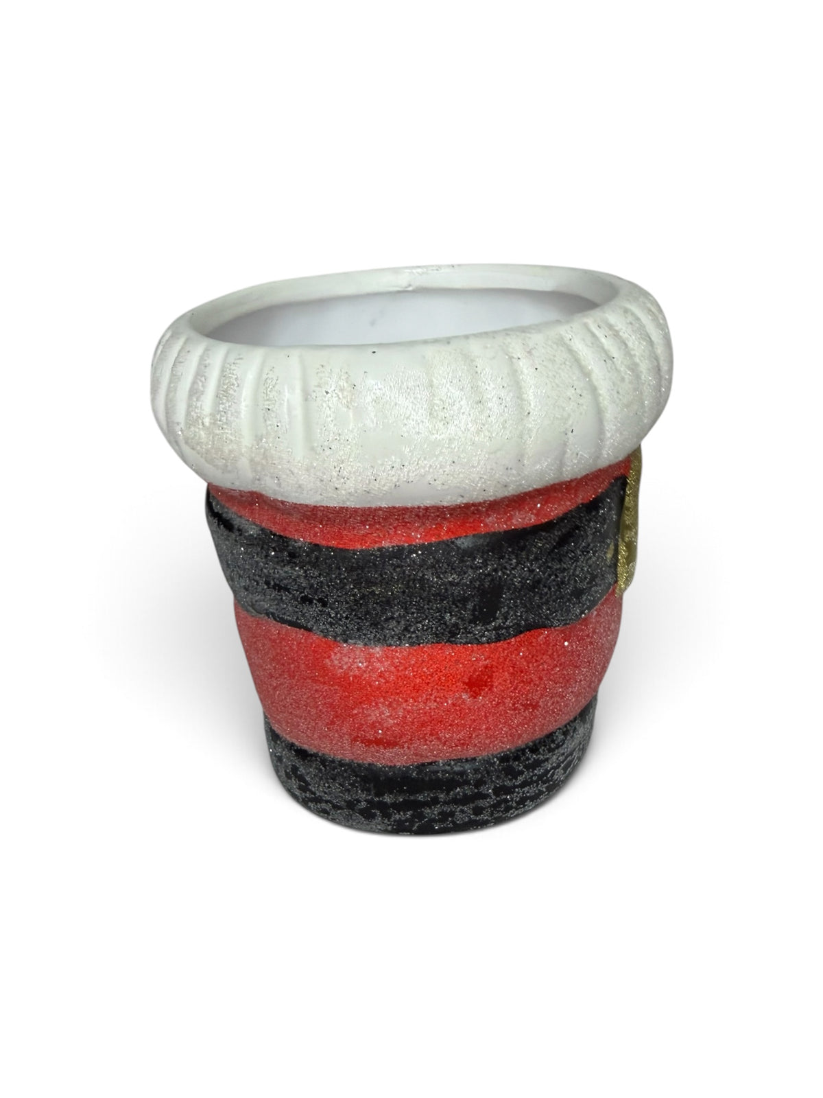 Ceramic Vintage Santa Boot Planter | Red Christmas Candy Dish with Sugared Finish