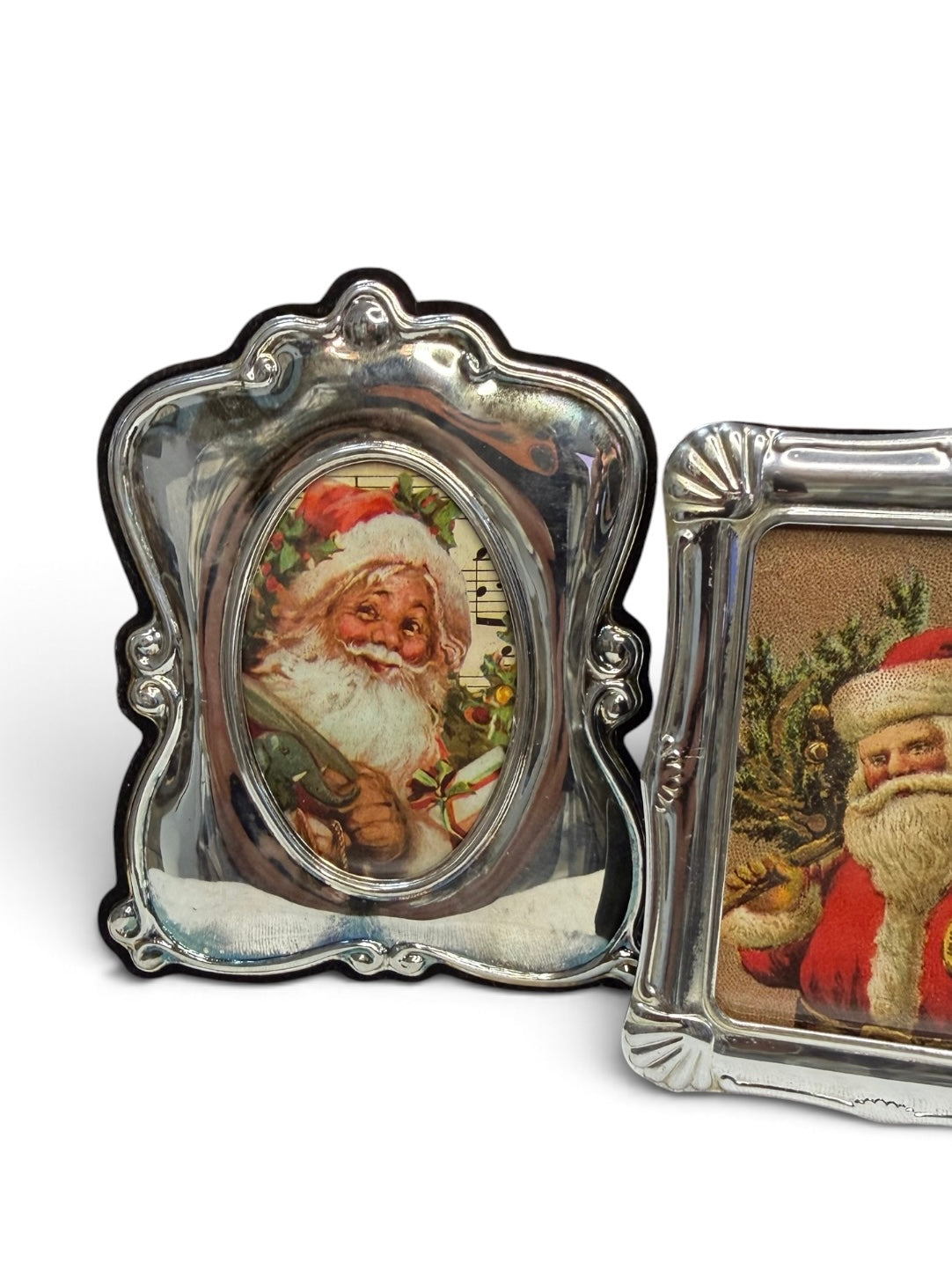 Vintage-Inspired Santa Christmas Vignette – Set of 3 Miniature Framed Prints | Flea & Frame Creations