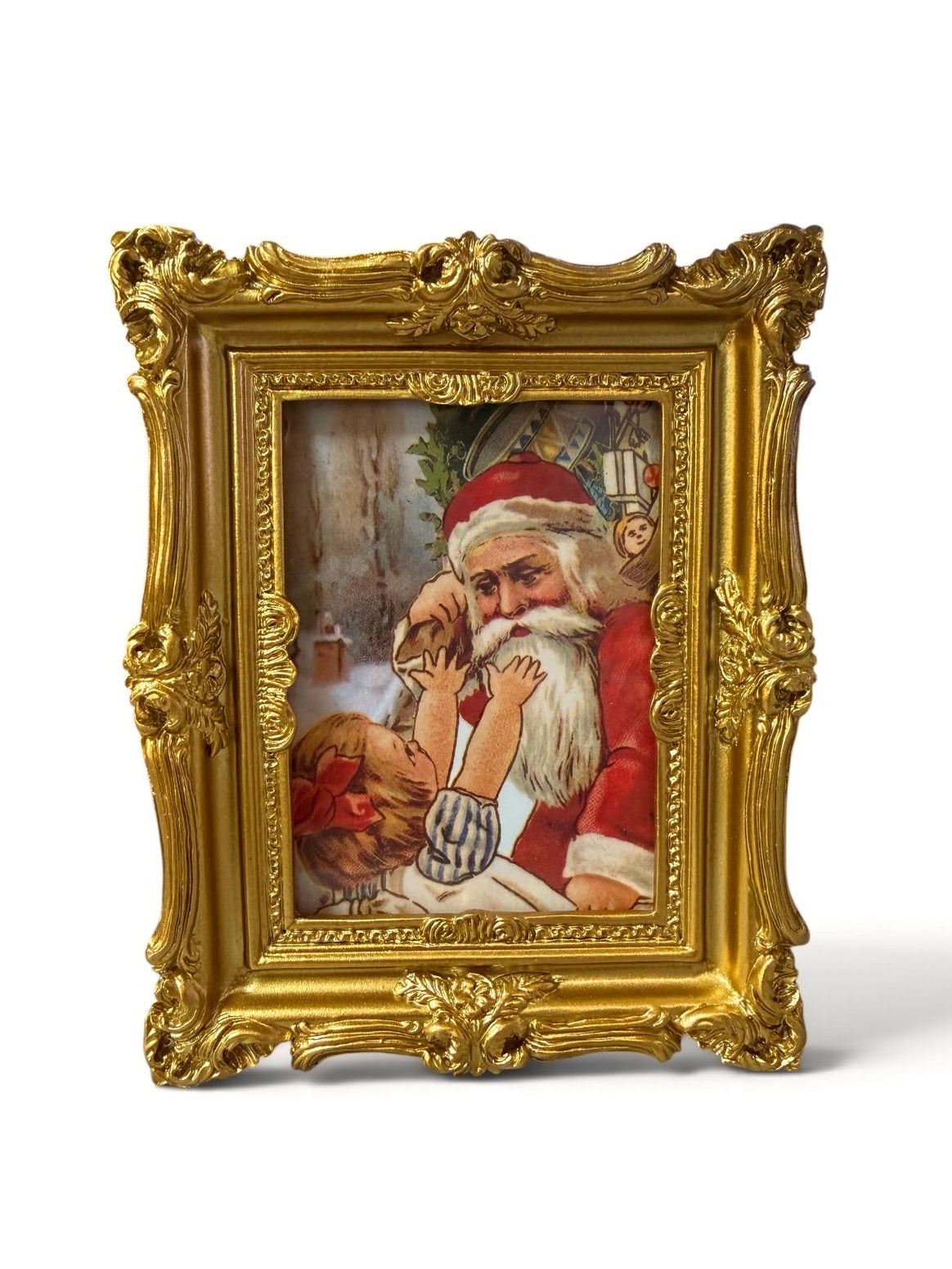 Victorian Style Christmas Santa & Child Framed Art – Flea & Frame Creation